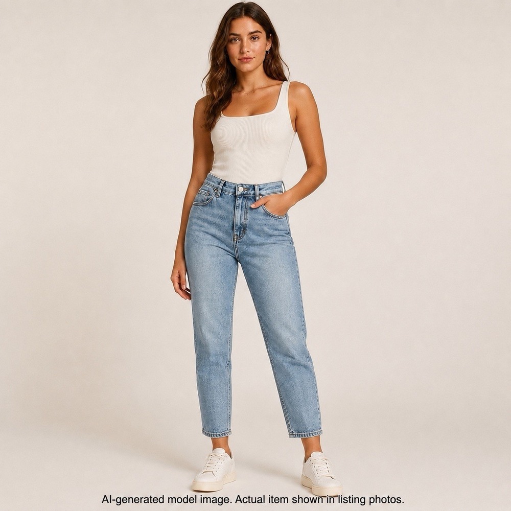American Eagle Mom Jeans Women's 0 Regular High Rise Light Wash Stretch Ankle